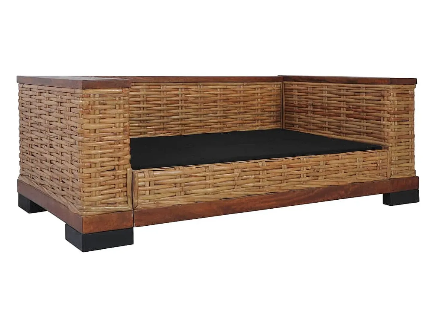 Sofá de 2 lugares para sala de estar sala de TV ou decoração de interiores com almofadas em rattan natural marrom 02_0019492