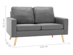 Sofá de 2 lugares para sala de estar sala de TV decoração de interiores tecido cinza claro 02_0019070