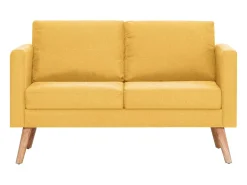 Sofá de 2 lugares para sala de estar decoração de interiores tecido amarelo 02_0018964