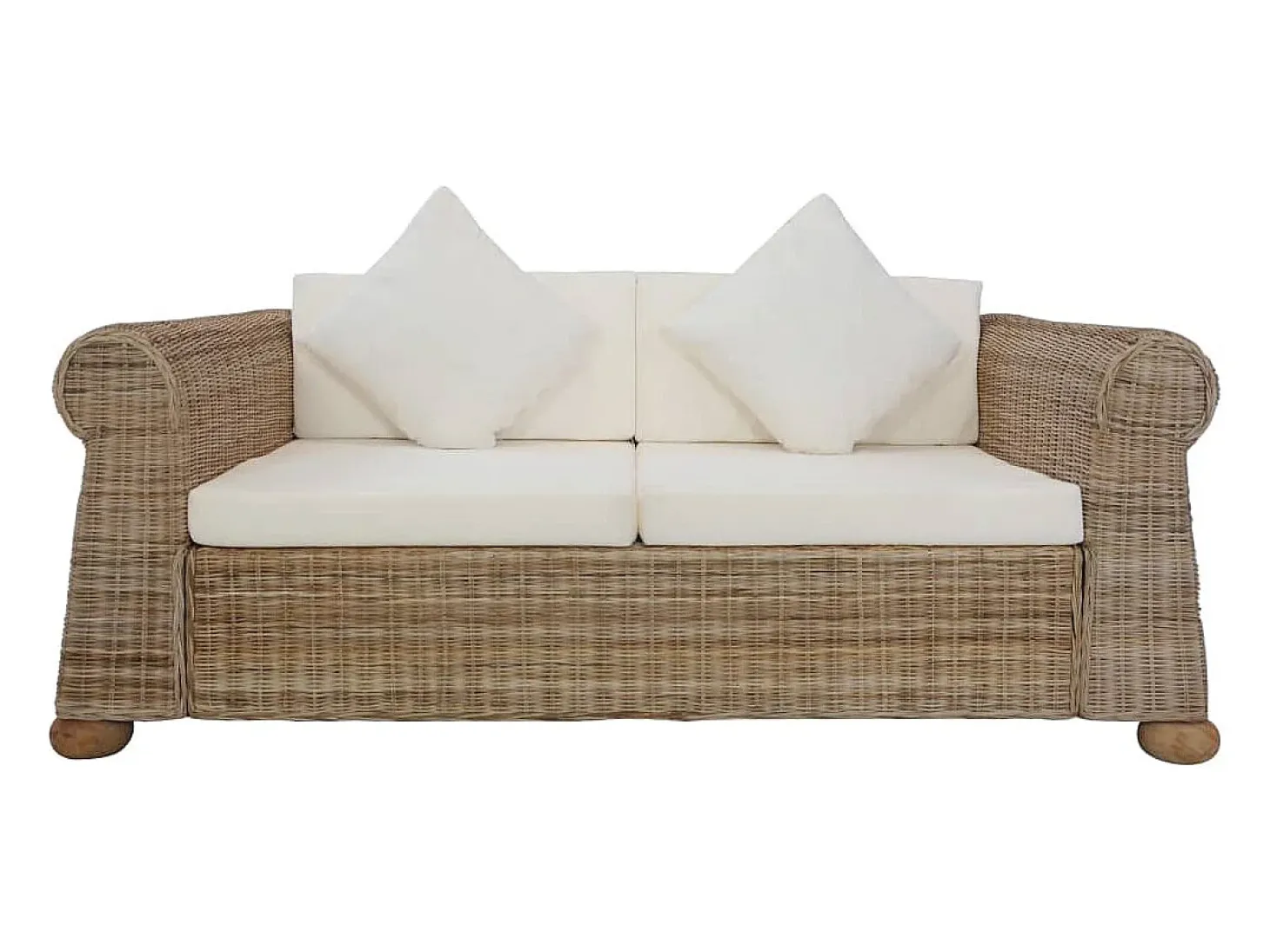 Sofá de 2 lugares para sala de estar sala de TV ou decoração de interiores com almofadas de rattan natural 02_0020837