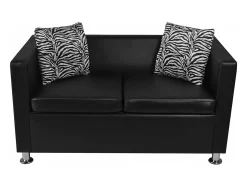 Sofá de 2 lugares para sala de estar decoração de interiores couro sintético preto 02_0018926