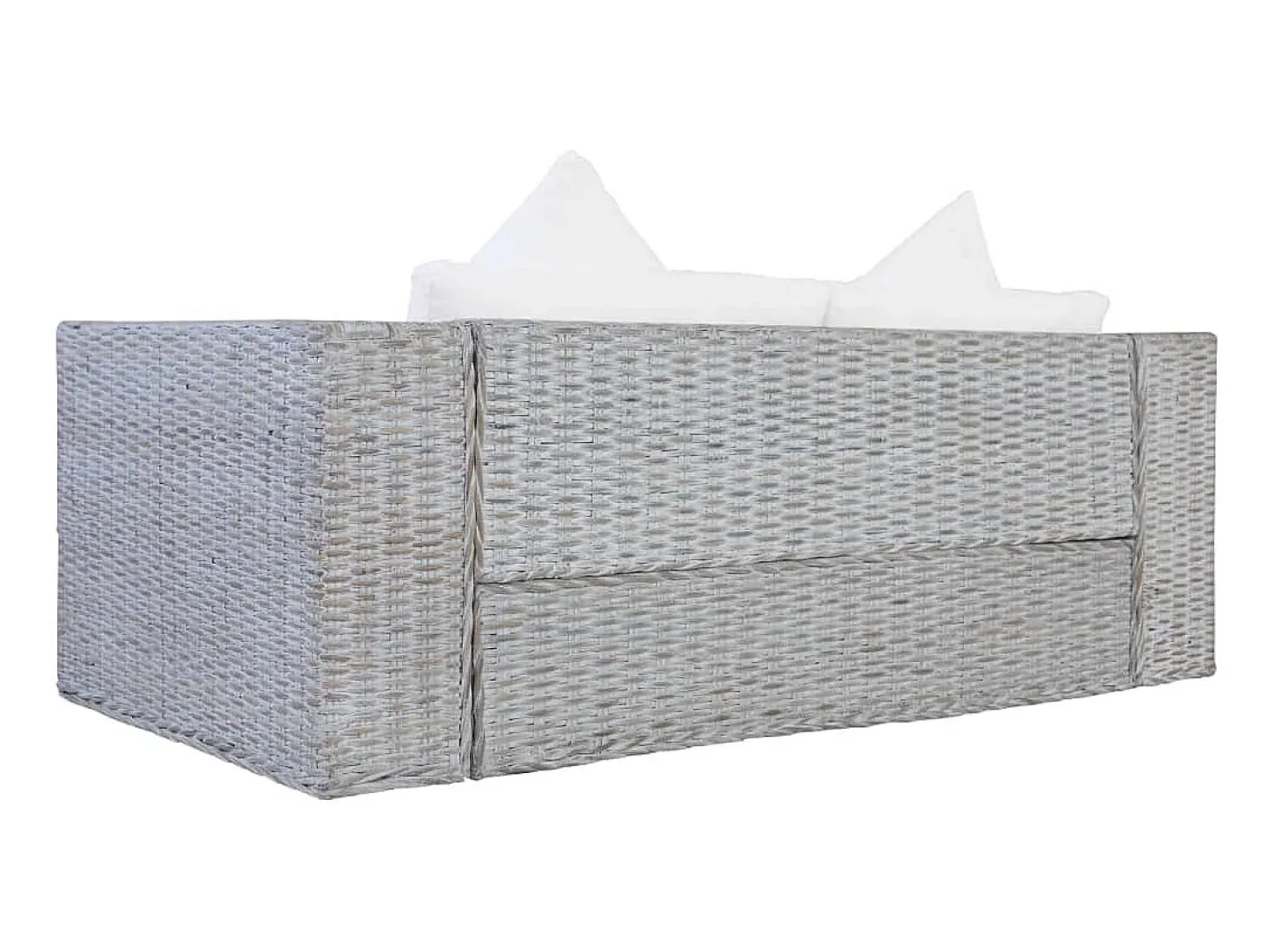 Sofá de 2 lugares para sala de estar decoração de interiores com almofadas de rattan cinza natural 02_0019624