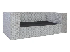 Sofá de 2 lugares para sala de estar decoração de interiores com almofadas de rattan cinza natural 02_0019624