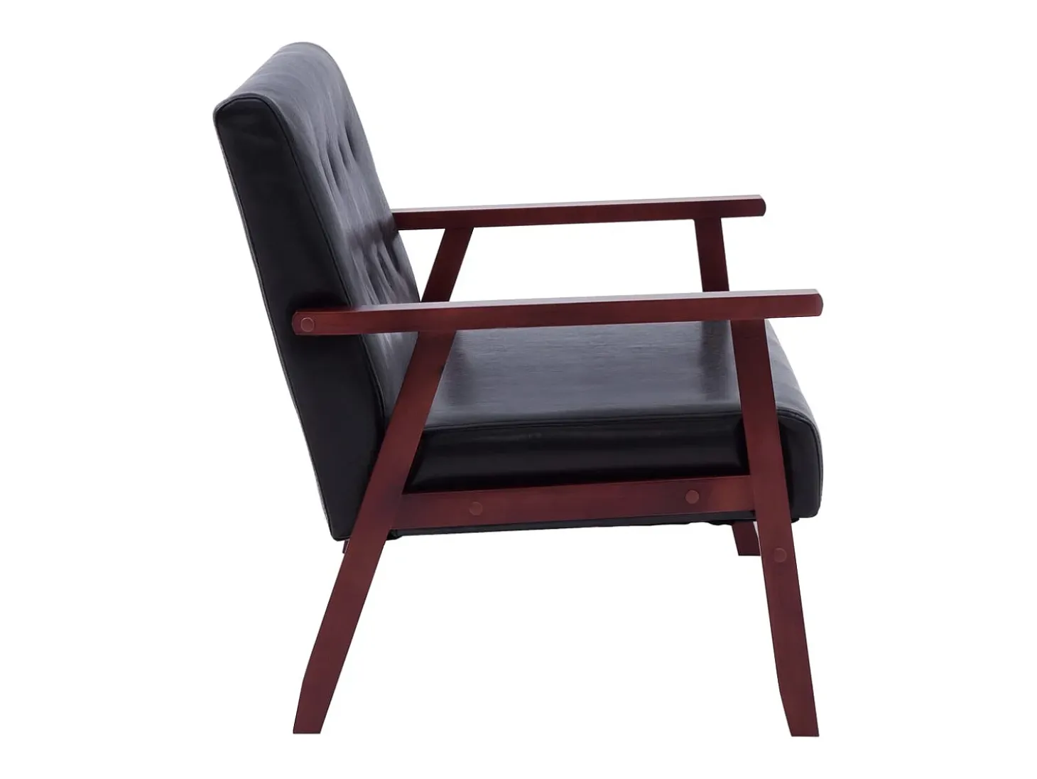 Sofá de 2 lugares para sala de estar sala de TV decoração de interiores couro sintético preto 02_0018899