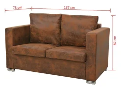 Sofá de 2 lugares para sala de estar decoração de interiores 137 x 73 x 82 cm couro sintético tipo camurça 02_0020772