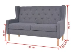 Sofá de 2 lugares para sala de estar sala de TV decoração de interiores tecido cinza 02_0018847