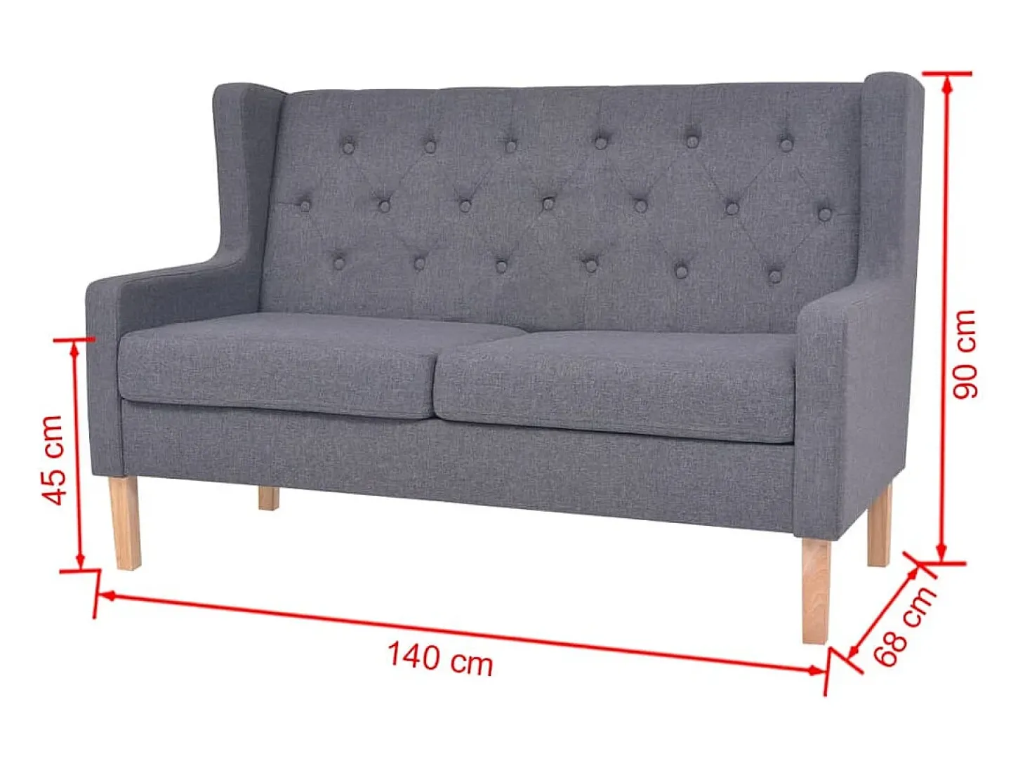 Sofá de 2 lugares para sala de estar sala de TV decoração de interiores tecido cinza 02_0018847