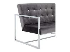 Sofá de 2 lugares para sala de estar decoração de interiores com braços cinza escuro cromado e veludo 02_0019479