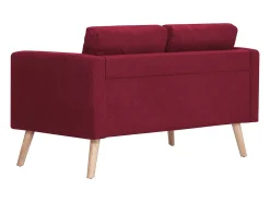 Sofá de 2 lugares para sala de estar sala de TV decoração de interiores tecido vermelho borgonha 02_0018928
