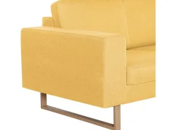 Sofá de 2 lugares para sala de estar sala de TV decoração de interiores tecido amarelo 02_0020779