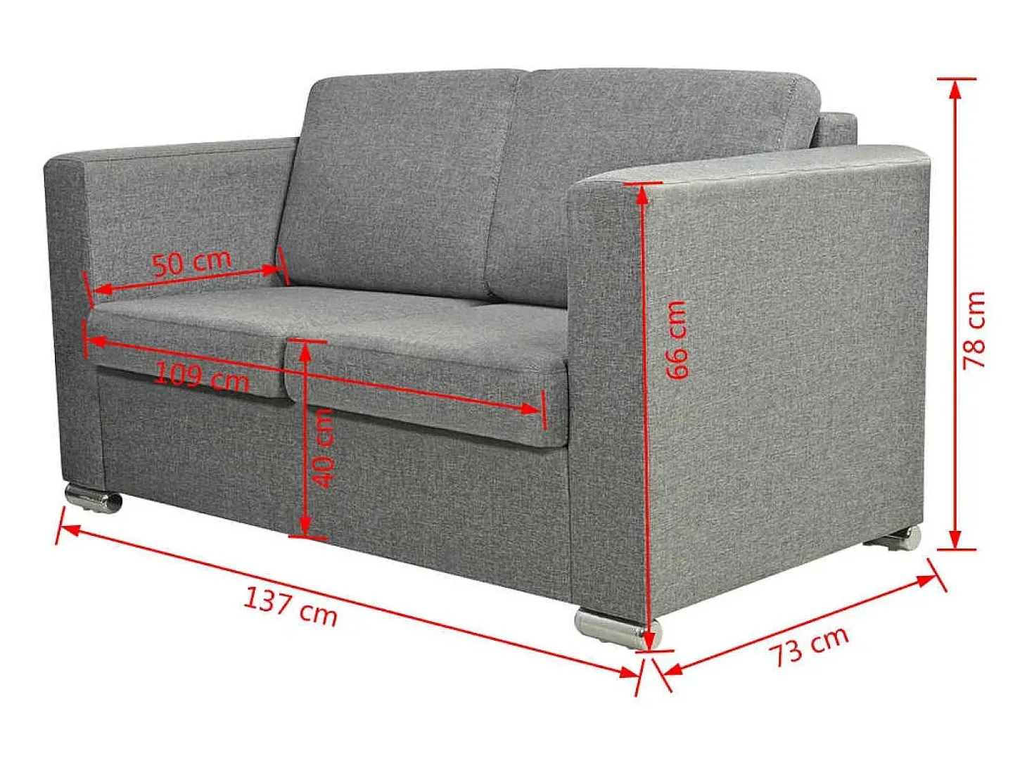 Sofá de 2 lugares para sala de estar sala de TV decoração de interiores tecido cinza claro 02_0019064