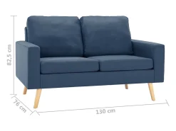 Sofá de 2 lugares para sala de estar sala de TV decoração de interiores tecido azul 02_0019448
