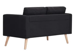 Sofá de 2 lugares para sala de estar sala de visitas ou decoração de interiores 116 x 70 x 73 cm tecido preto 02_0019541