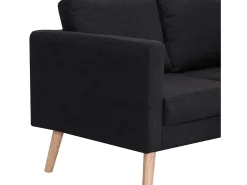 Sofá de 2 lugares para sala de estar sala de visitas ou decoração de interiores 116 x 70 x 73 cm tecido preto 02_0019541