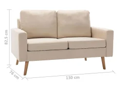 Sofá de 2 lugares para sala de estar sala de TV decoração de interiores tecido creme 02_0020832