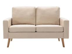 Sofá de 2 lugares para sala de estar sala de TV decoração de interiores tecido creme 02_0020832