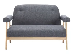 Sofá de 2 lugares para sala de estar decoração de interiores tecido cinza escuro 02_0020063