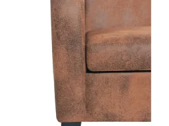 Sofá de 2 lugares para sala de estar decoração de interiores camurça sintética marrom 02_0020776