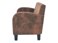 Sofá de 2 lugares para sala de estar decoração de interiores camurça sintética marrom 02_0020776