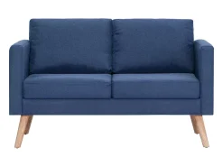 Sofá de 2 lugares para sala de estar sala de TV decoração de interiores tecido azul 02_0020072
