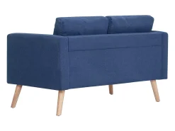 Sofá de 2 lugares para sala de estar sala de TV decoração de interiores tecido azul 02_0020072