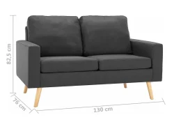 Sofá de 2 lugares para sala de estar sala de TV decoração de interiores tecido cinza escuro 02_0020602