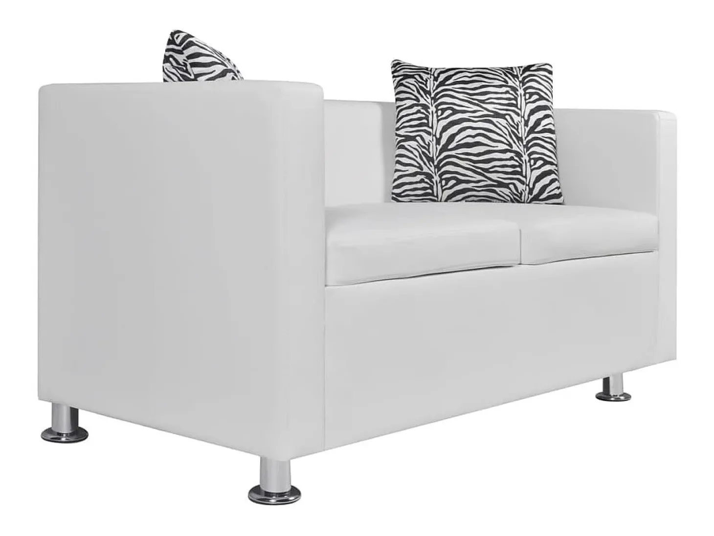 Sofá de 2 lugares para sala de estar sala de TV decoração de interiores couro sintético branco 02_0019605