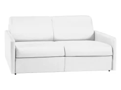 Sofá de 3 lugares rapidamente convertível em pele sintética branco CALIFE