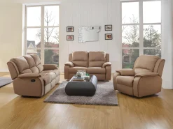 Sofá de 3 lugares relax em microfibra Taupe - HERNANI