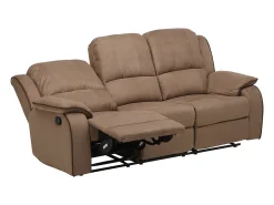 Sofá de 3 lugares relax em microfibra Taupe - HERNANI