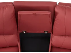 Sofá de 3 lugares relax em pele Vermelho - AROMA