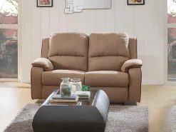 Sofá de 2 lugares relax em microfibra - Taupe - HERNANI