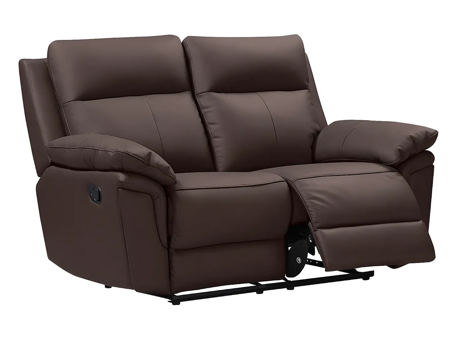 Sofá de 2 lugares relax manual em pele de búfalo Castanho - PAKITA