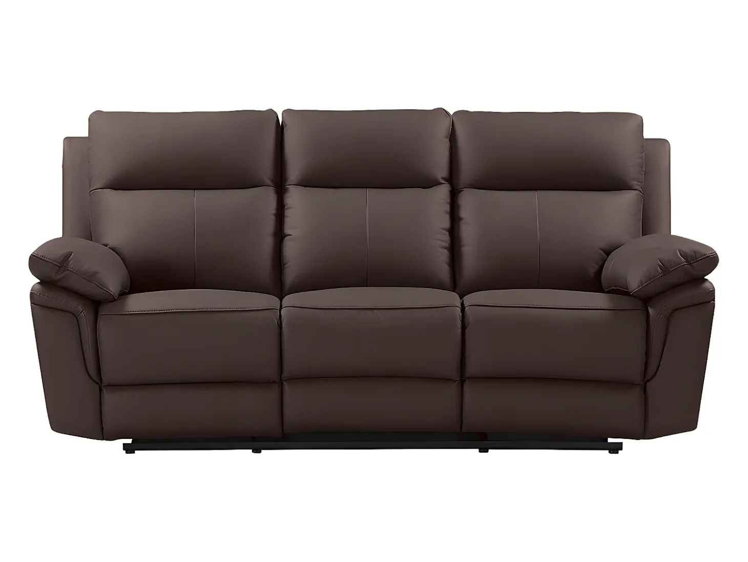 Sofá de 3 lugares relax manual em pele de búfalo Castanho - PAKITA