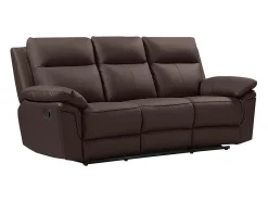 Sofá de 3 lugares relax manual em pele de búfalo Castanho - PAKITA