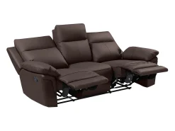 Sofá de 3 lugares relax manual em pele de búfalo Castanho - PAKITA