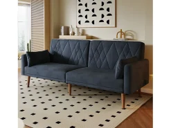 Sofá de 2 lugares Sofá - 180 x 75 x 82 cm - Sofá-cama conversível - encosto ajustável - veludo - preto