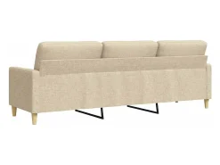 Sofá de 3 lugares tecido 210 cm cor creme