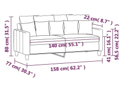 Sofá de 2 lugares tecido 140 cm cinzento-acastanhado