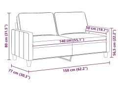 Sofá de 2 lugares tecido 140 cm cor creme