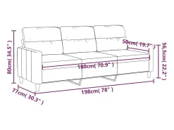 Sofá de 3 lugares tecido 180 cm cor creme