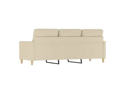 Sofá de 3 lugares tecido 180 cm cor creme