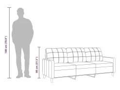 Sofá de 3 lugares tecido 210 cm cinzento-acastanhado