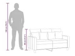 Sofá de 2 lugares tecido 120 cm cinzento-acastanhado