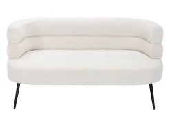 Sofá de 2 lugares tecido acabamento bouclé branco CAMEDO