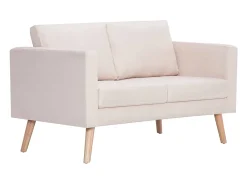 Sofá de 2 lugares tecido cor creme