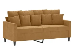 Sofá de 2 lugares veludo 140 cm castanho