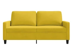 Sofá de 2 lugares veludo 140 cm amarelo