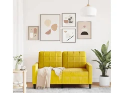 Sofá de 2 lugares veludo 120 cm amarelo PT944760