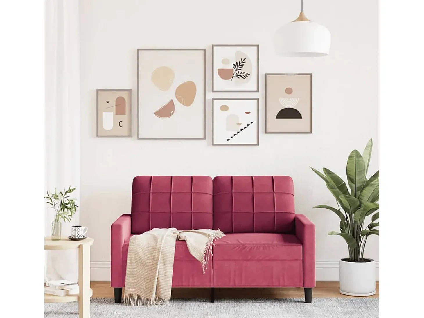 Sofá de 2 lugares veludo 120 cm vermelho tinto PT151466